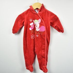 Red Disney velour sleep/ play suit 6M